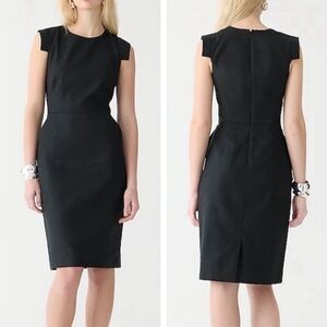 J Crew Size 2P Resume Dress Sheath Office Career Black Wool Blend Pockets
